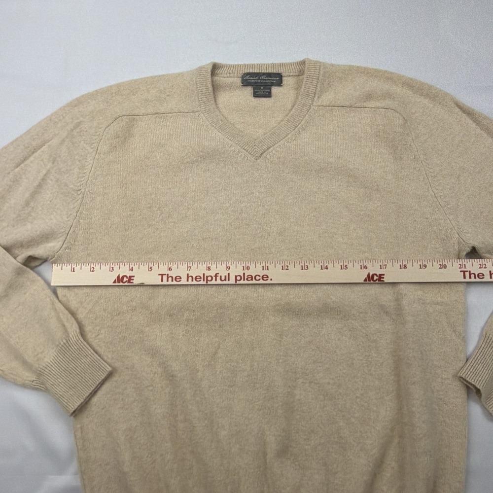 Daniel Cremieux Sweater Mens M Tan V-Neck Pullover Cashmere Classic Tight-Knit - Picture 4 of 10